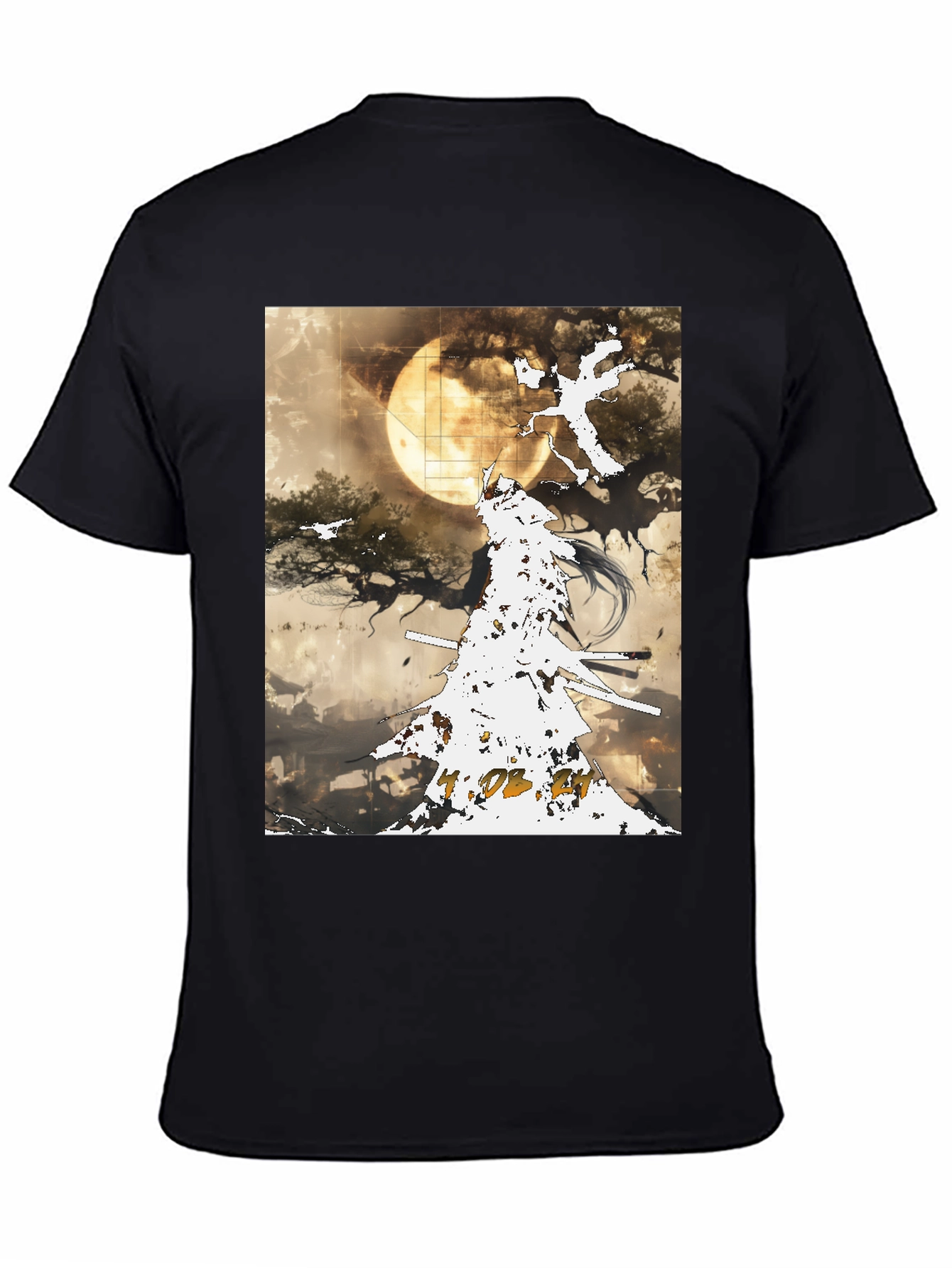Samurai Moon Black Tee