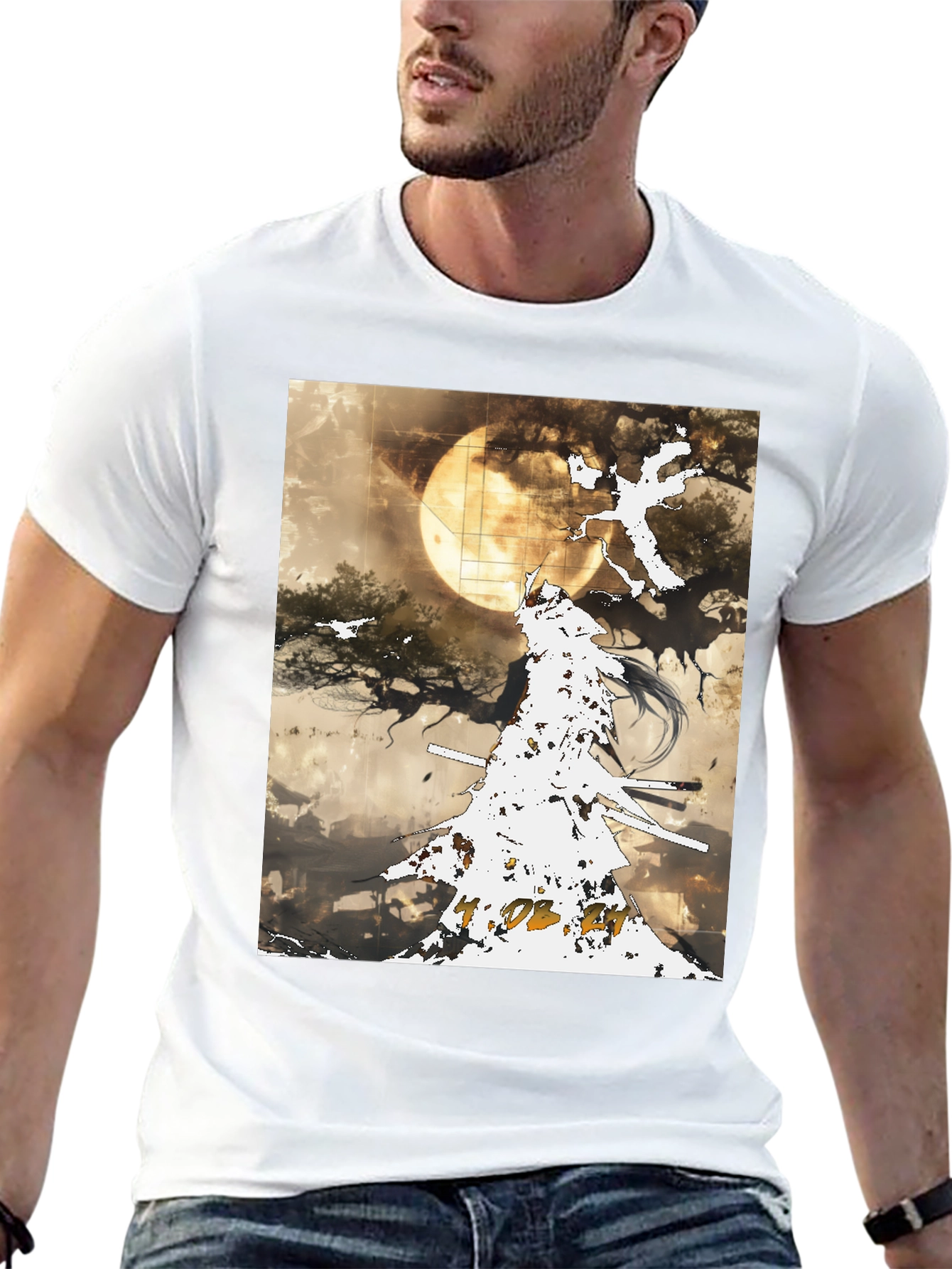 Samurai Moon Black Tee