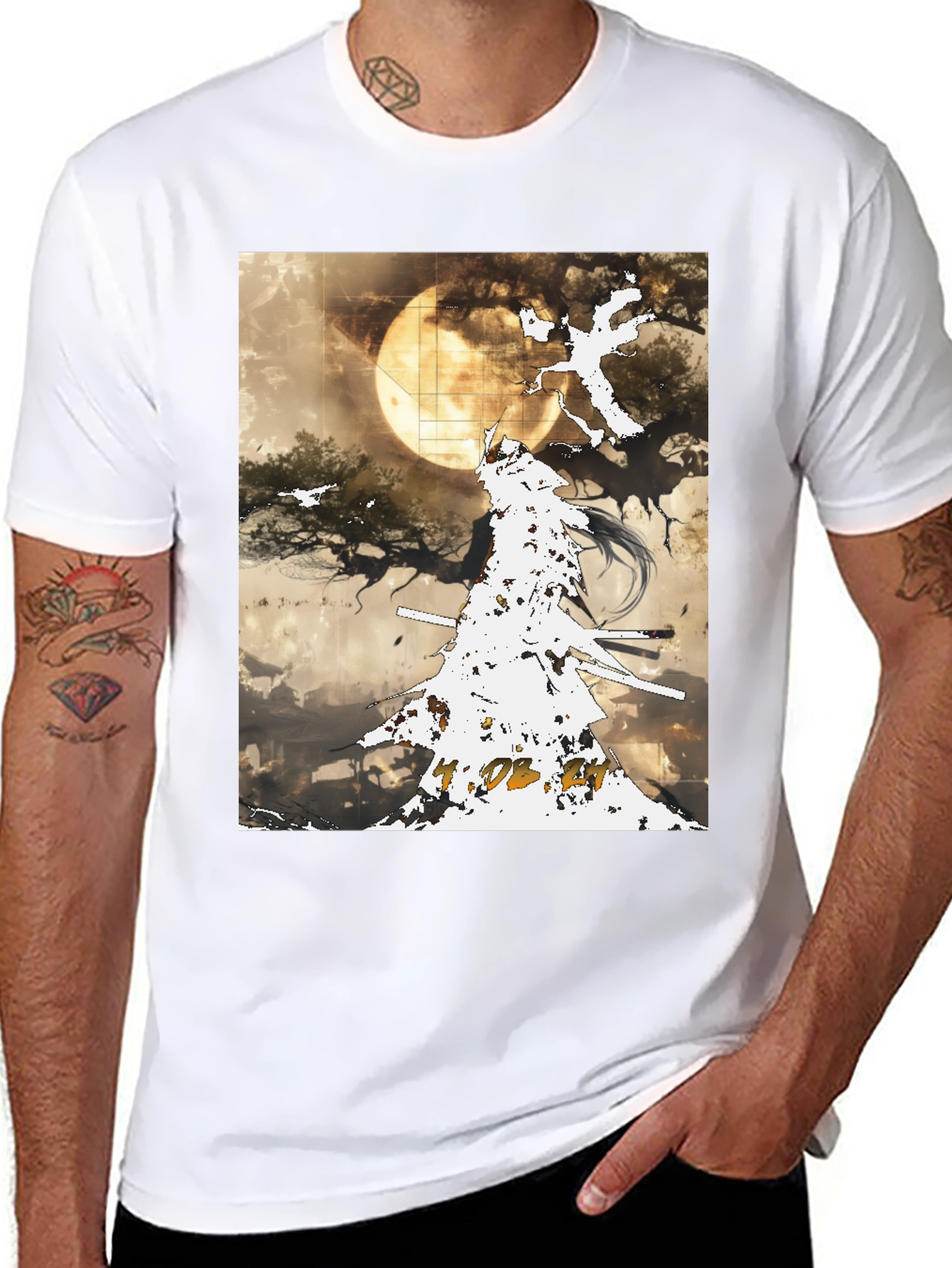 Samurai Moon Black Tee