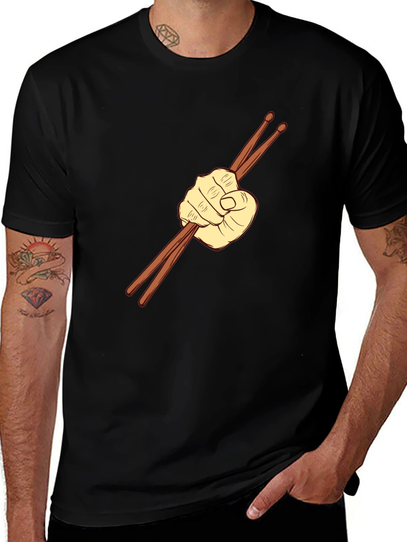 Drummers Fist Graphic Tee - Black Cotton Comfort