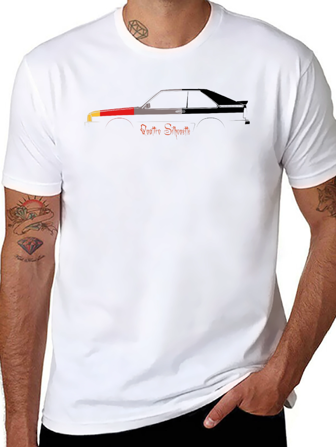 Quattro Silhouette Black T-Shirt - Automotive Enthusiast Apparel