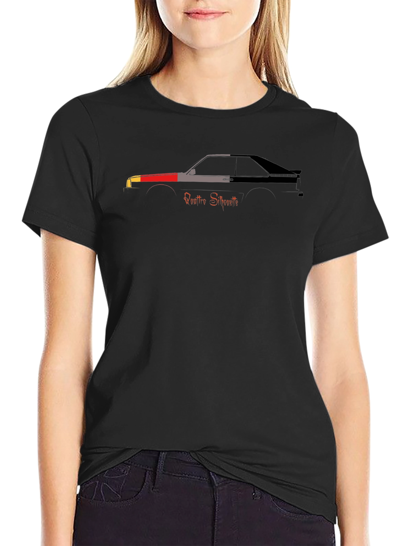 Quattro Silhouette Black T-Shirt - Automotive Enthusiast Apparel