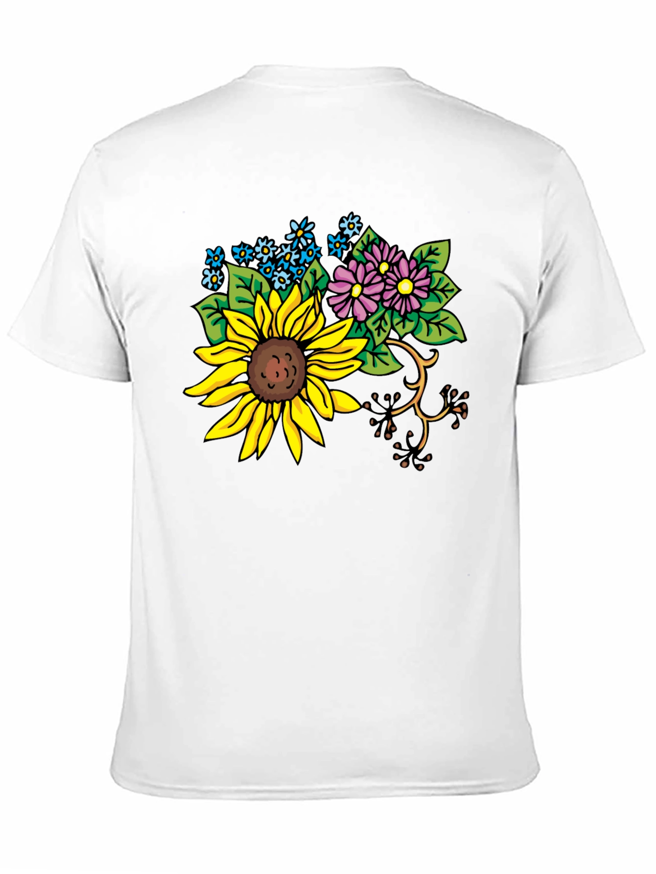 Floral Graphic T-Shirt - Sunflower & Wildflower Design