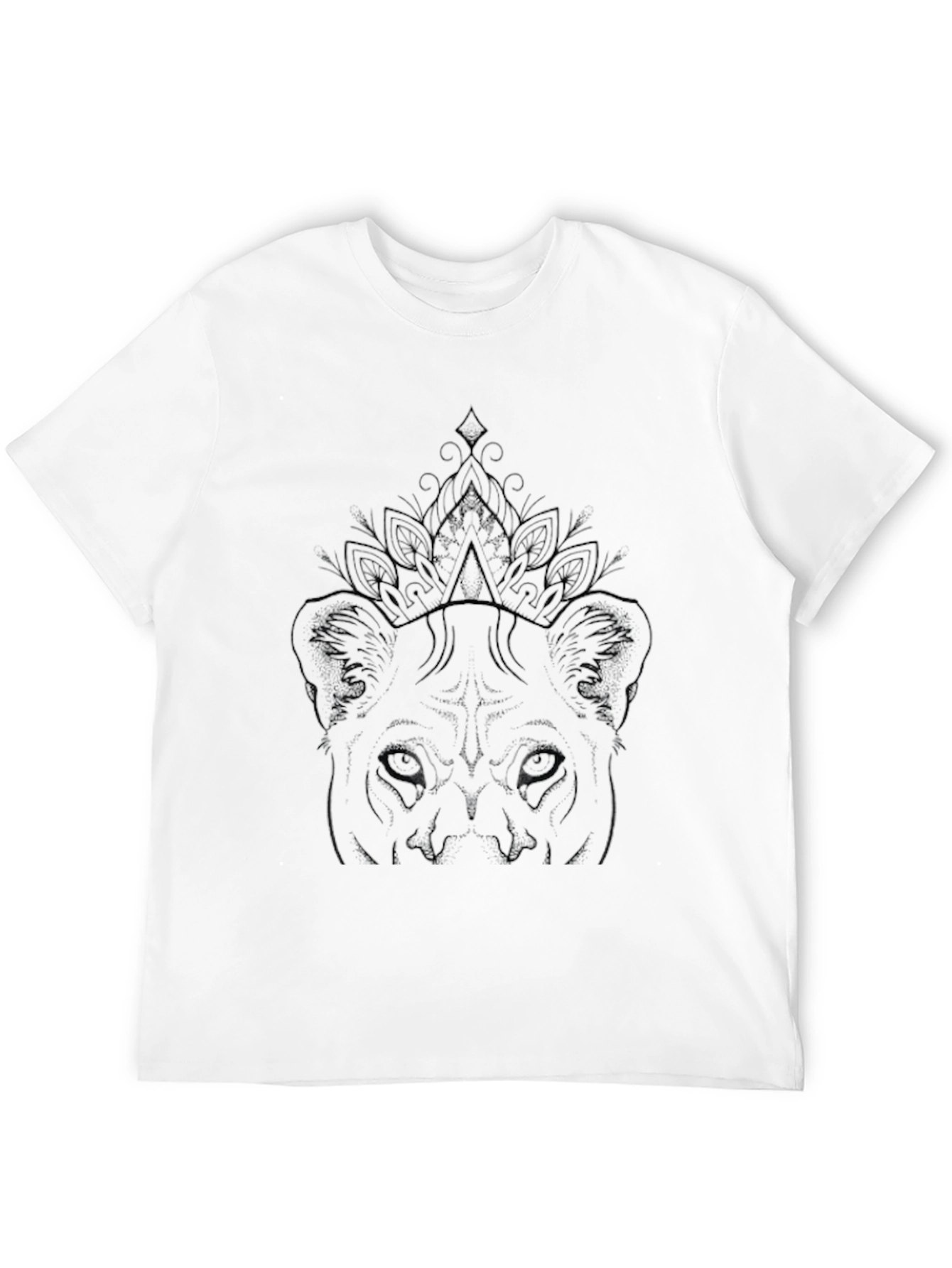 Lion Queen Graphic Tee - Black Crew Neck