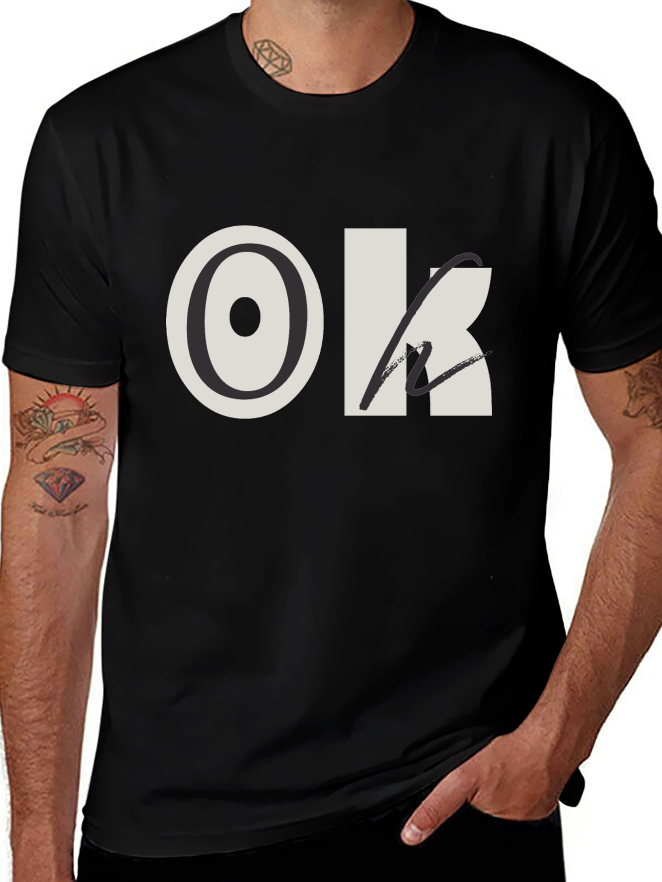 OK Graphic Tee - Unisex Casual Black T-Shirt