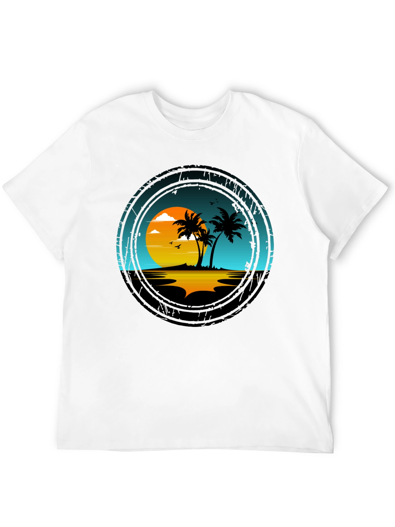 Tropical Sunset Palm Tree Graphic T-Shirt