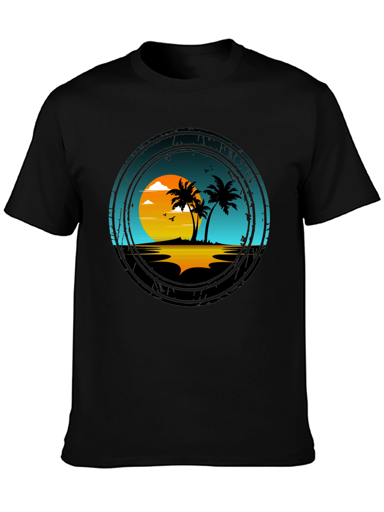 Tropical Sunset Palm Tree Graphic T-Shirt