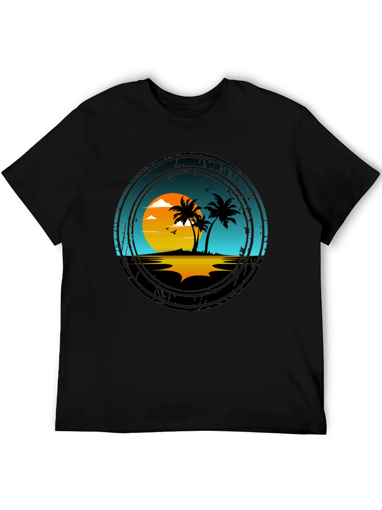 Tropical Sunset Palm Tree Graphic T-Shirt