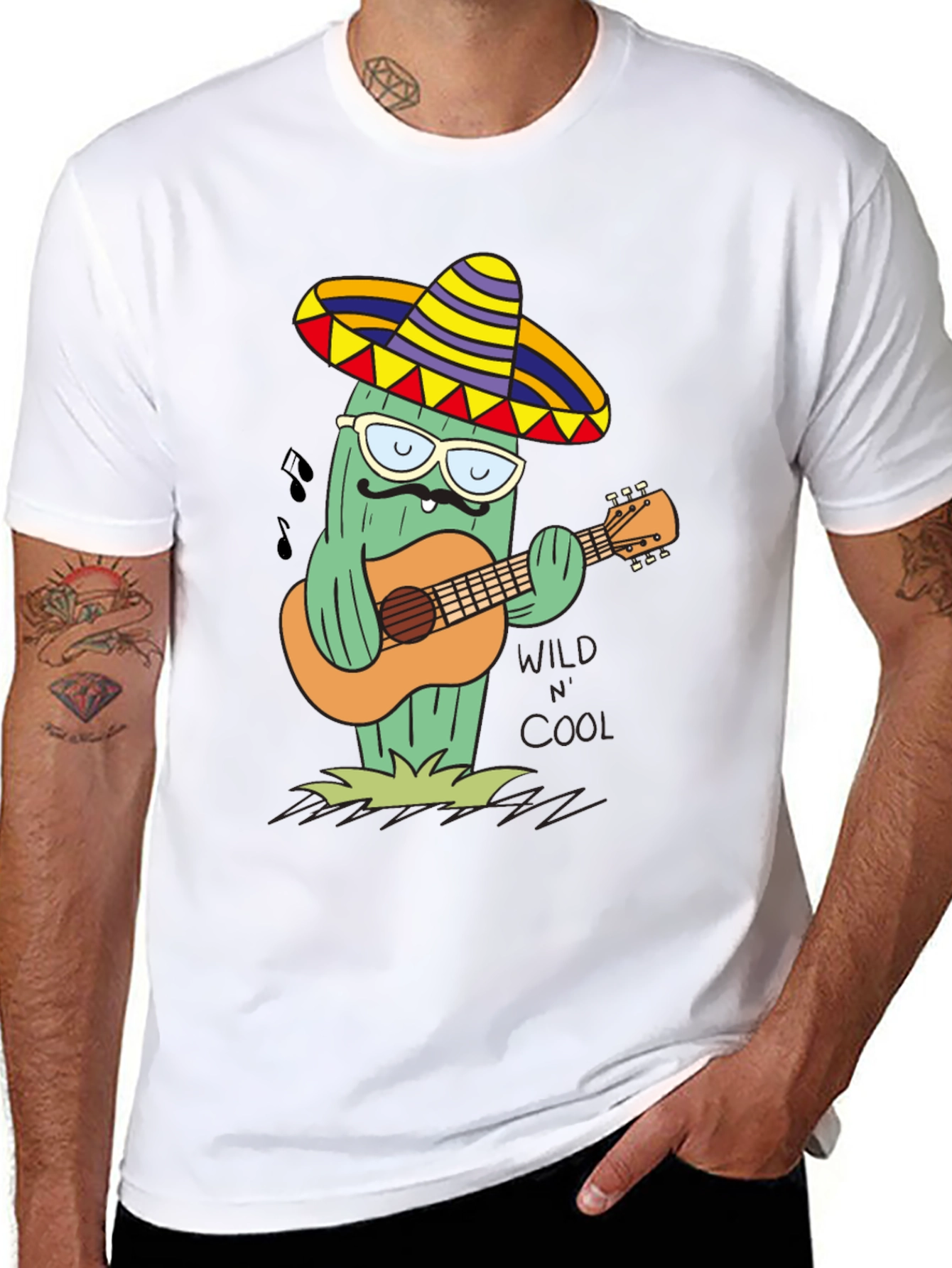Cool Cactus Guitarist T-Shirt - Wild & Cool