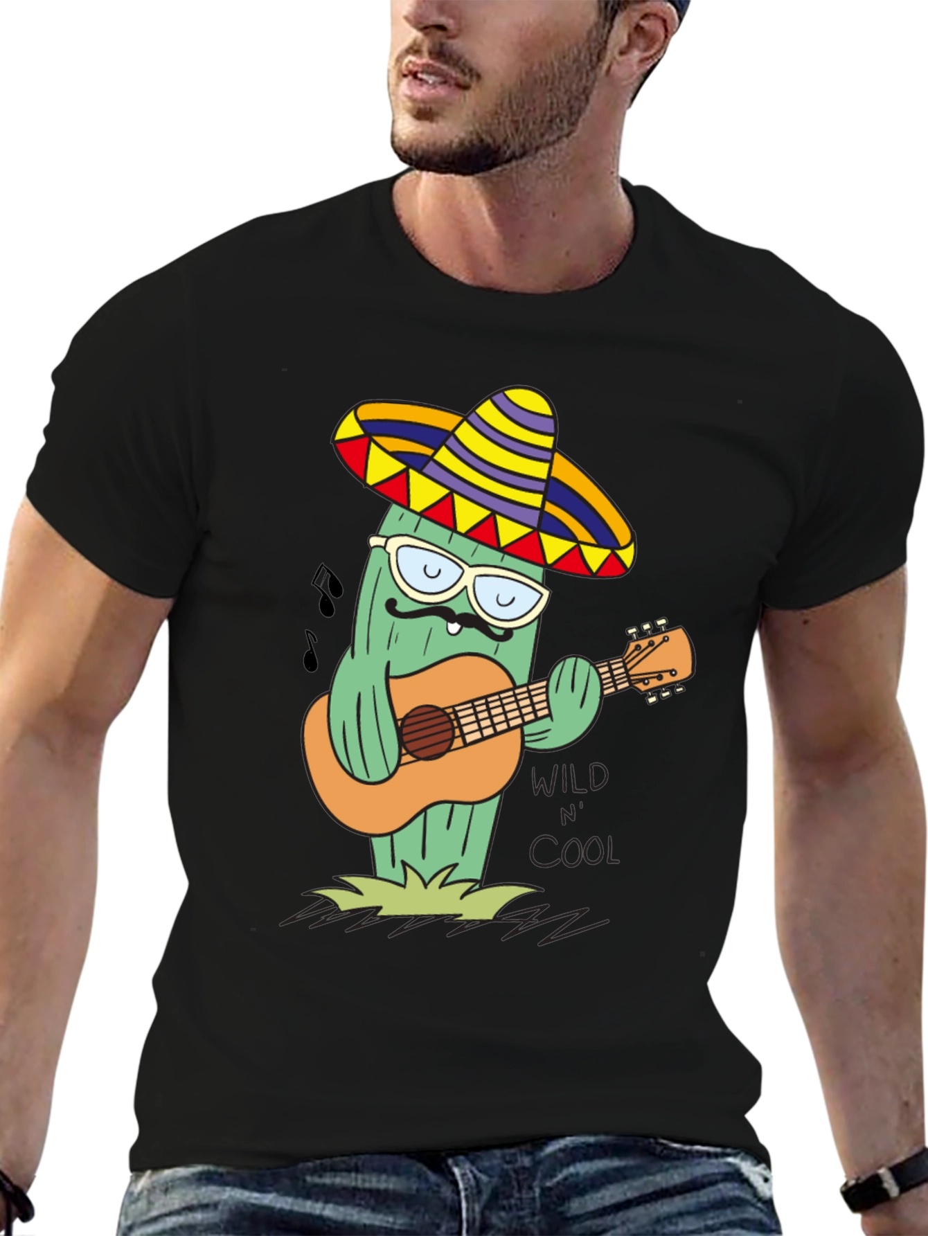 Cool Cactus Guitarist T-Shirt - Wild & Cool