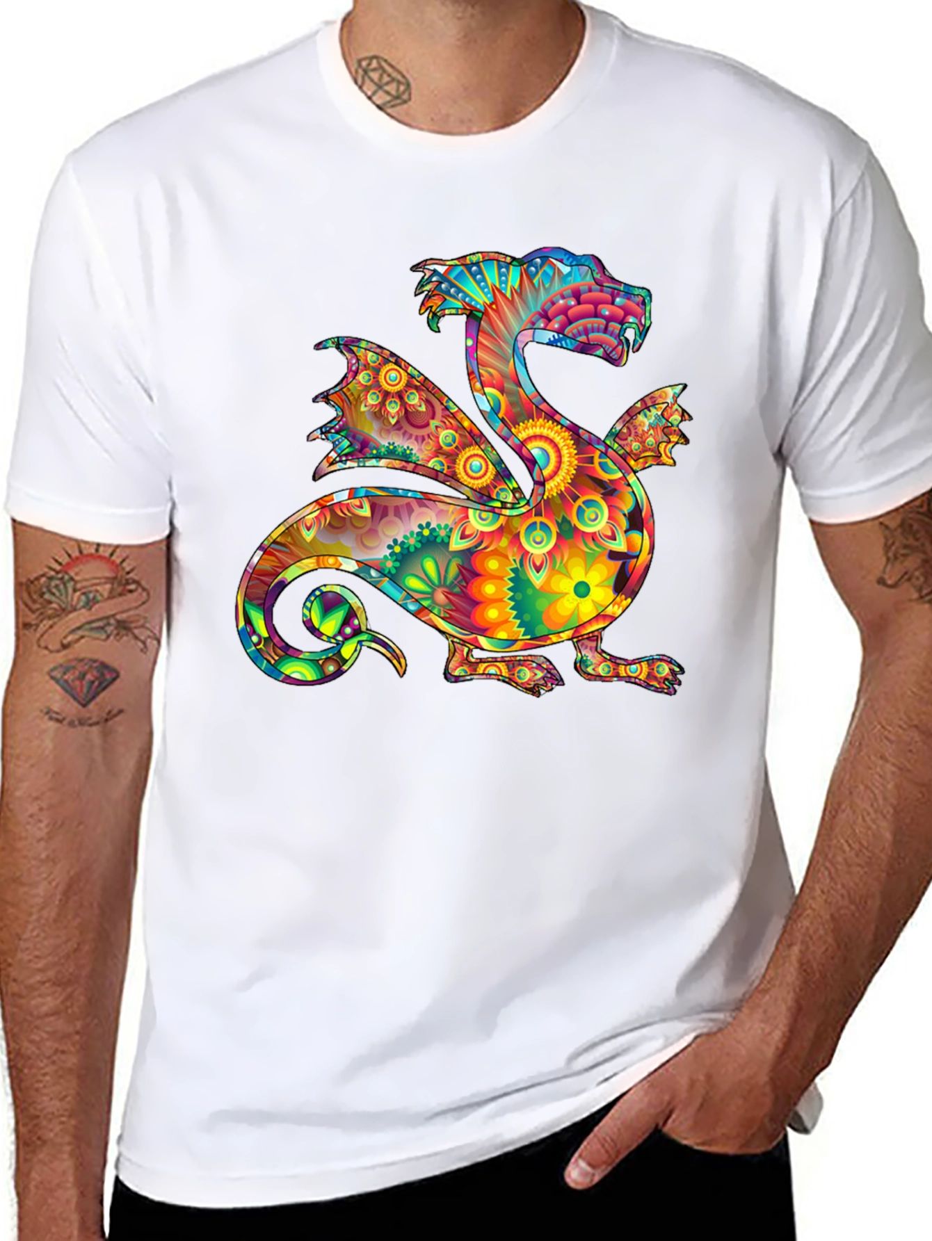 Psychedelic Dragon Graphic Tee - Bold & Unique Style