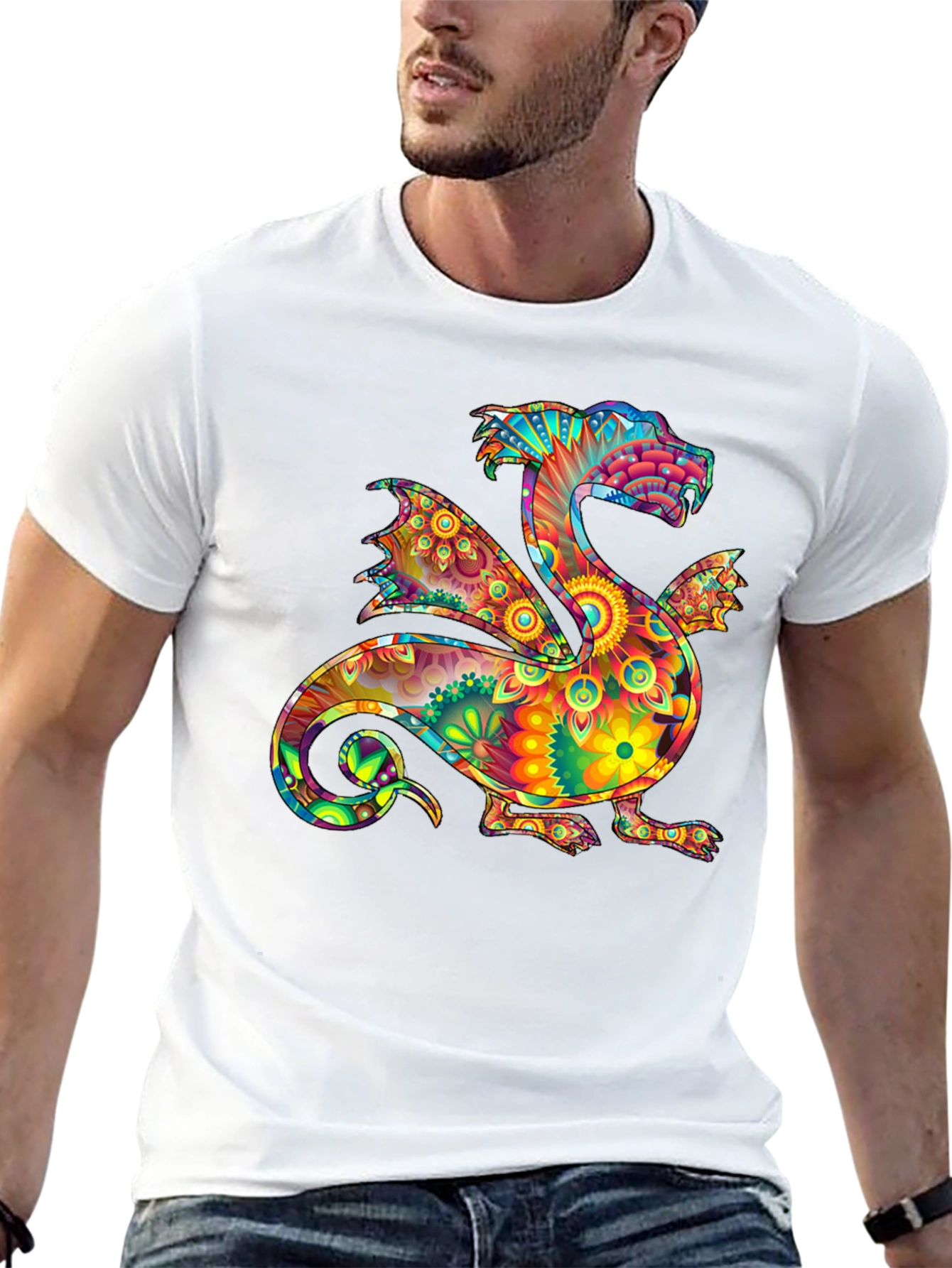 Psychedelic Dragon Graphic Tee - Bold & Unique Style
