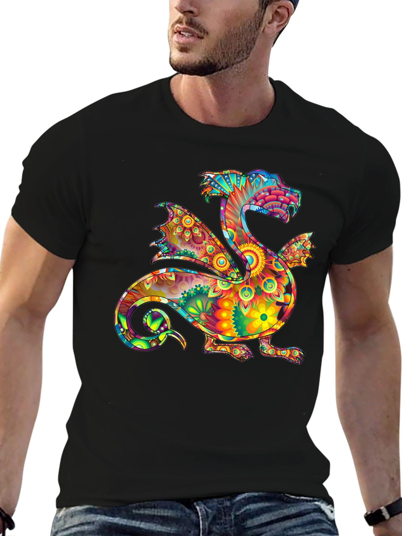 Psychedelic Dragon Graphic Tee - Bold & Unique Style