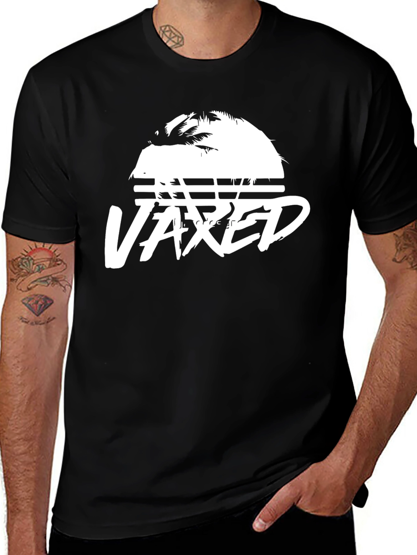 Vaxed Palm Tee - Relaxed Fit Black T-Shirt