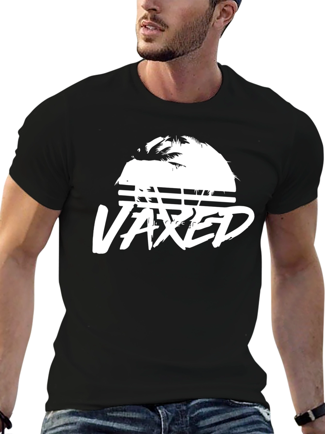 Vaxed Palm Tee - Relaxed Fit Black T-Shirt