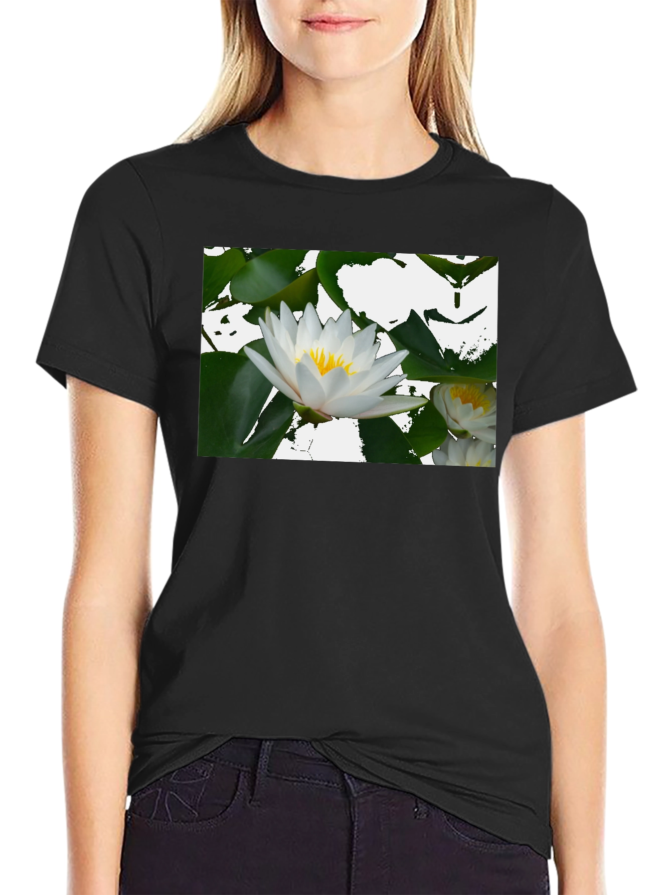 White Lotus Flower Graphic Tee