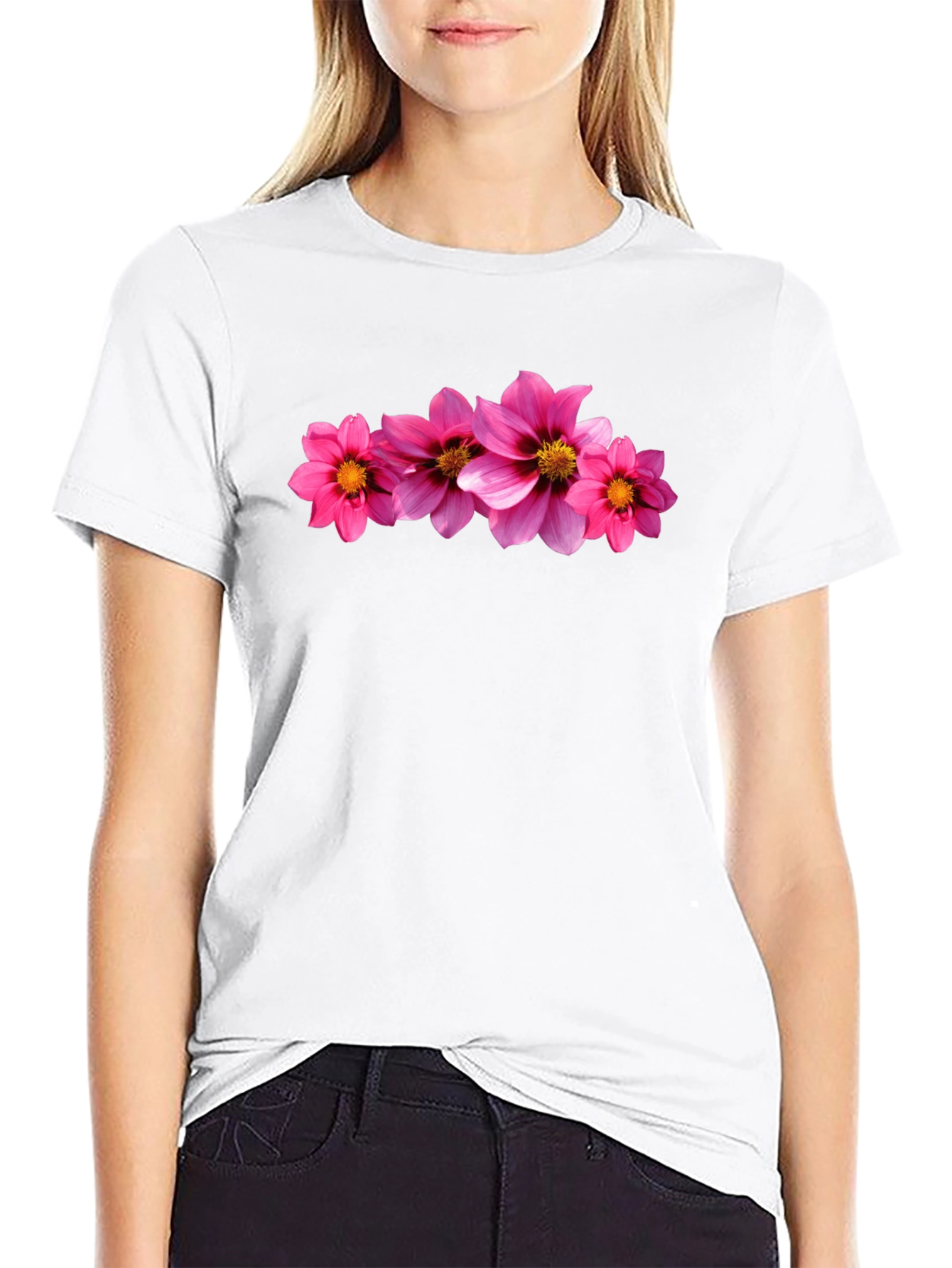Black Tee with Floral Print