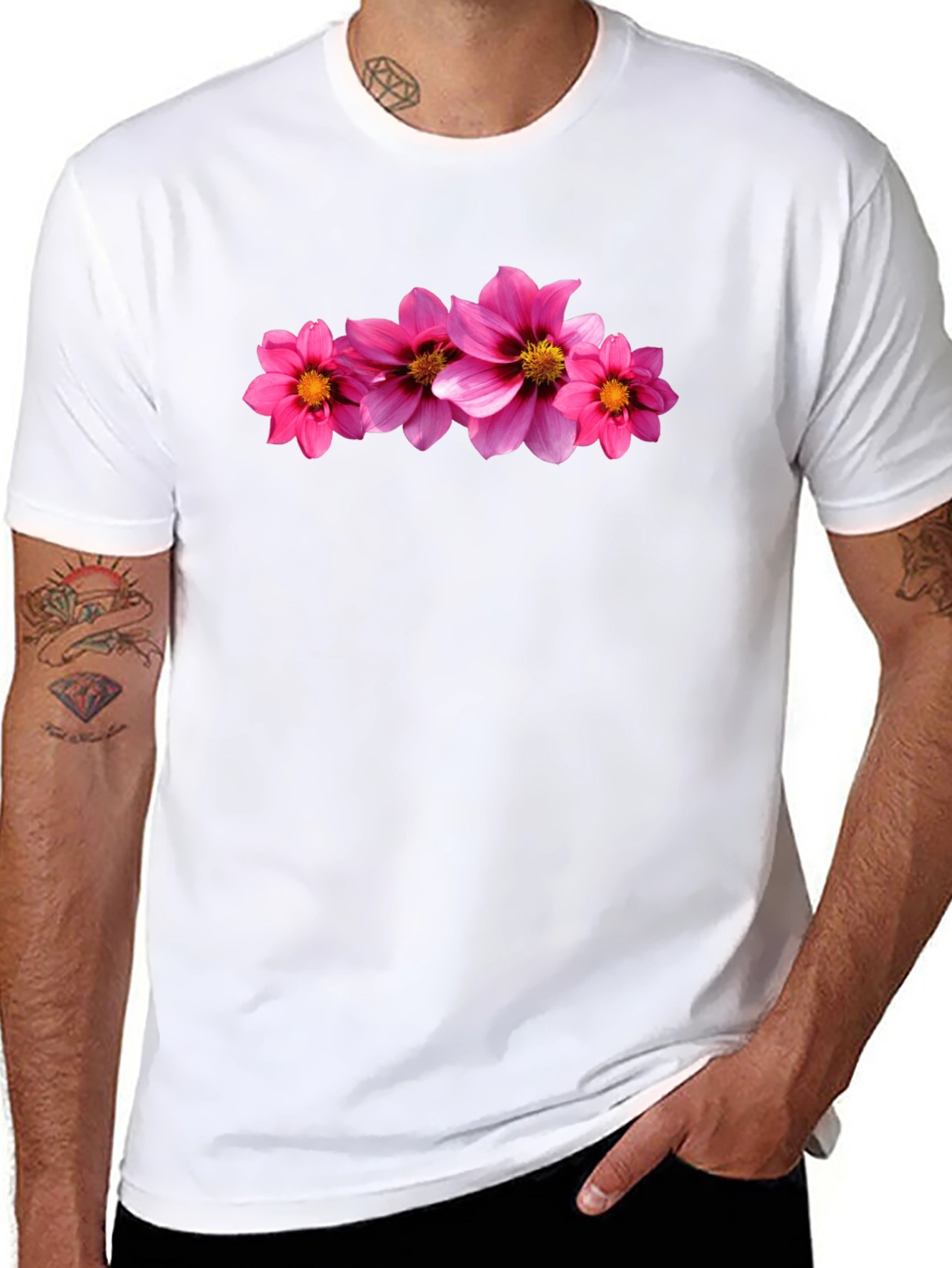 Black Tee with Floral Print