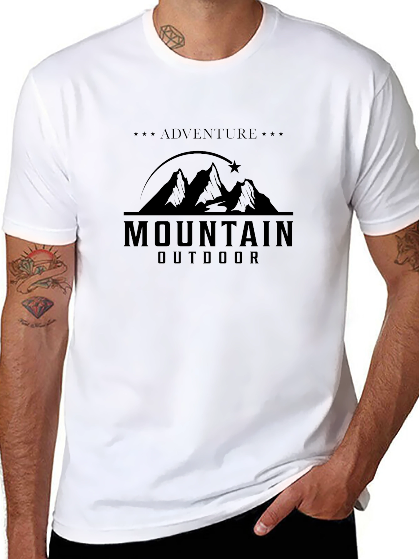 Adventure Mountain Outdoor Graphic Black T-Shirt