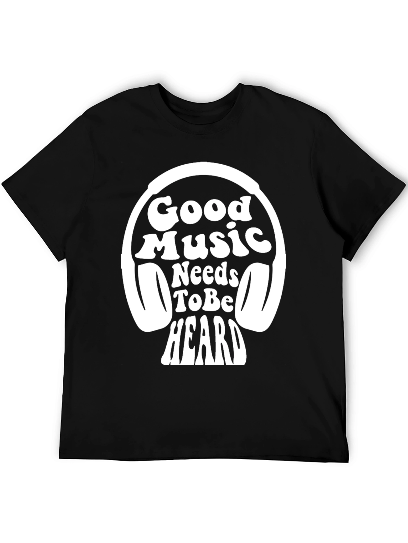 Good Music Headphones Black T-Shirt