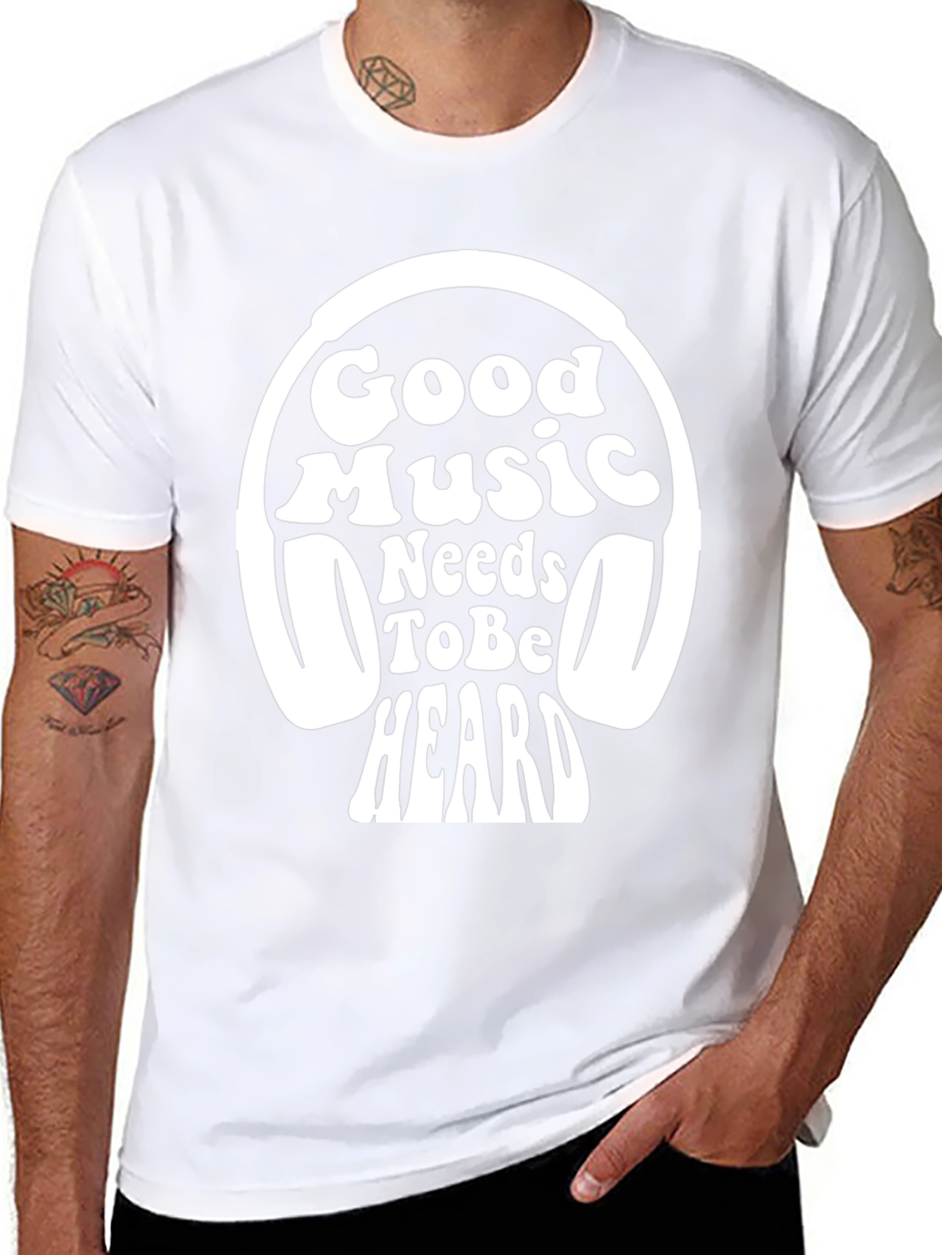 Good Music Headphones Black T-Shirt