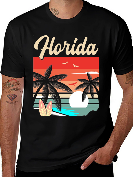Florida Retro Sunset Palm T-Shirt