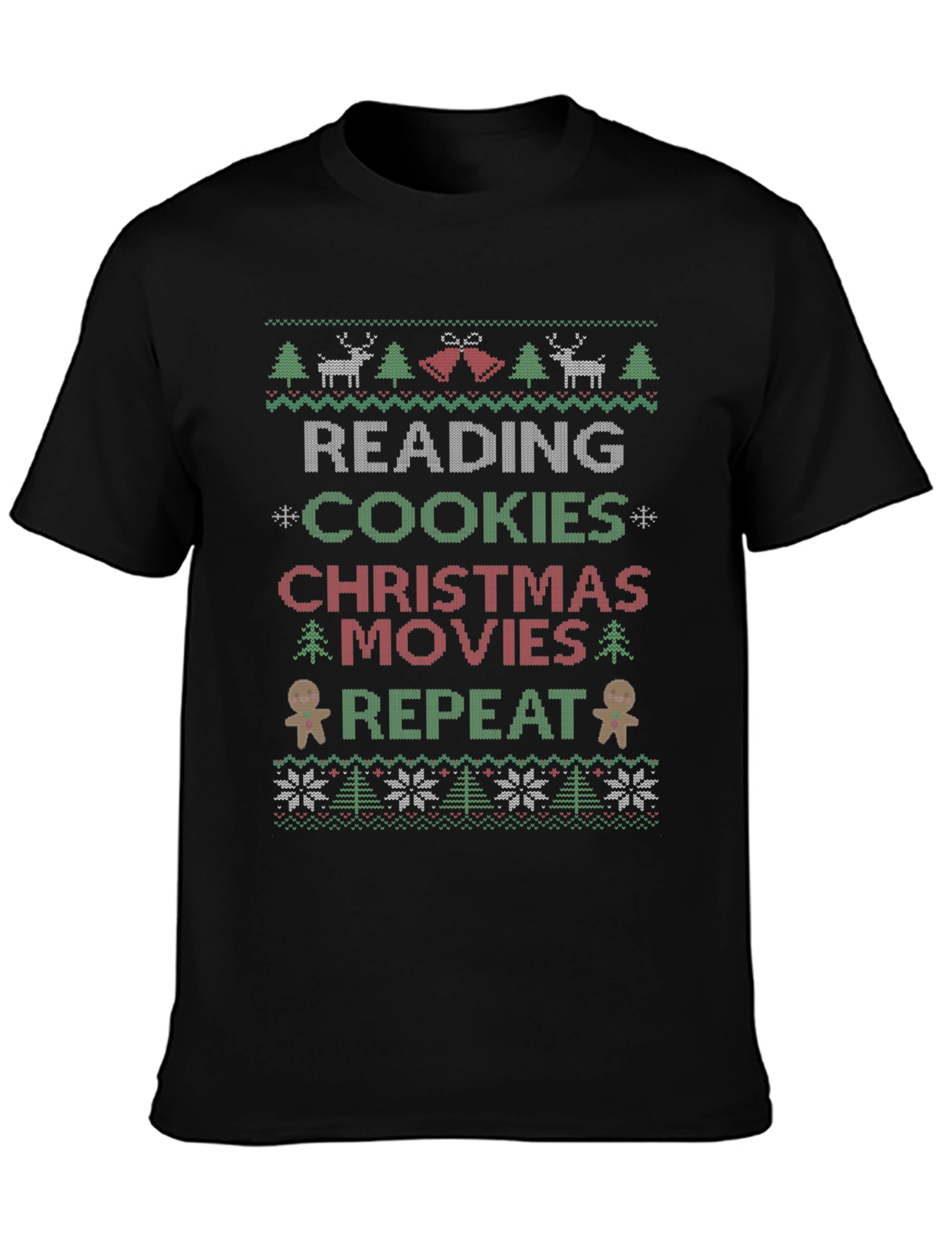 Festive Reading Cookies Christmas Movies Repeat T-Shirt