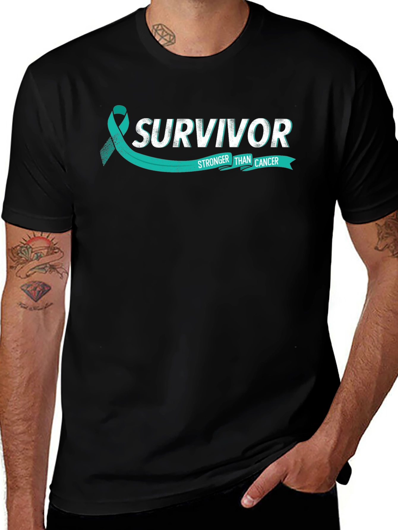 Survivor Stronger Than Cancer Teal Ribbon T-Shirt
