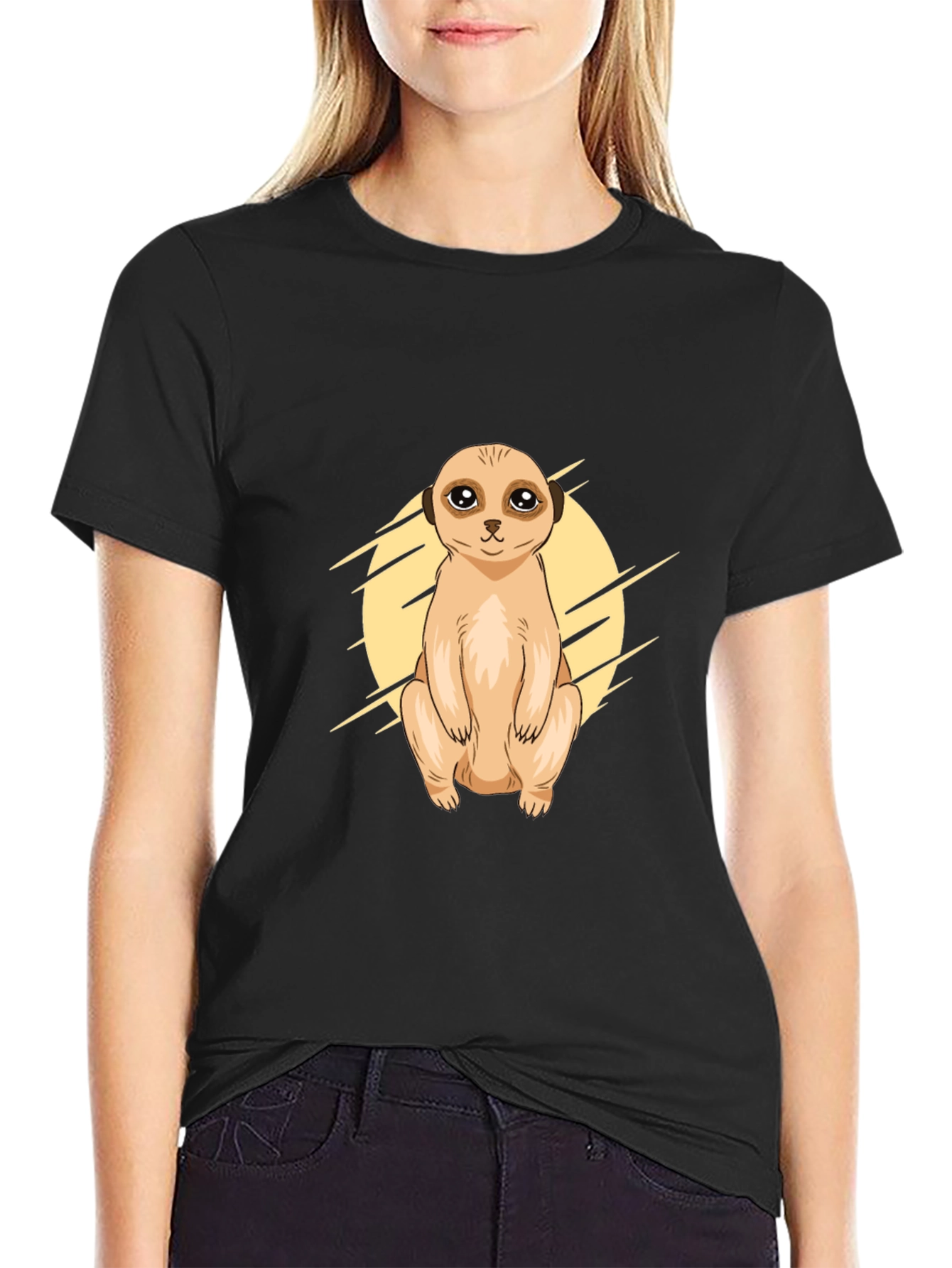 Meerkat Graphic Tee - Black Cotton T-Shirt