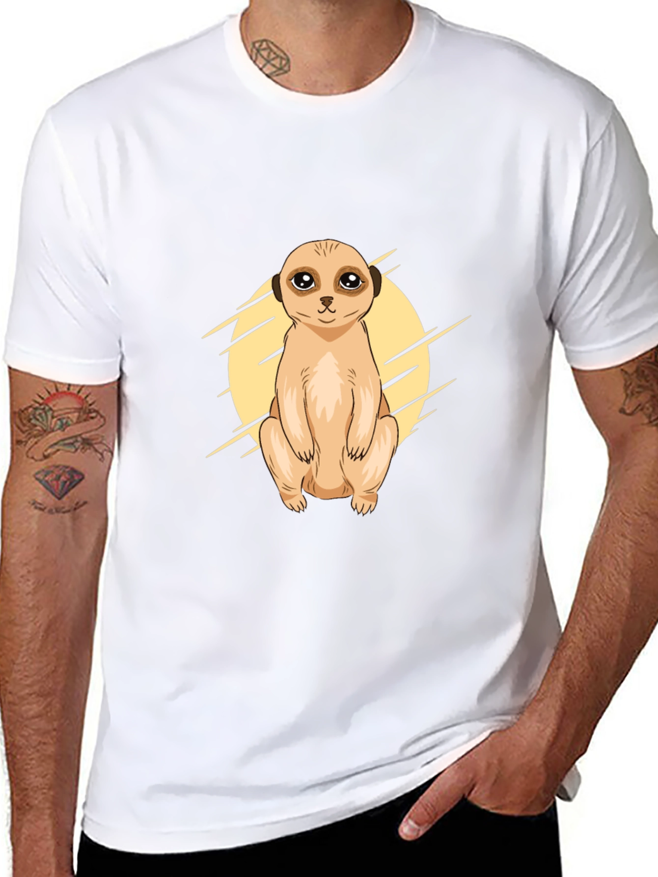 Meerkat Graphic Tee - Black Cotton T-Shirt