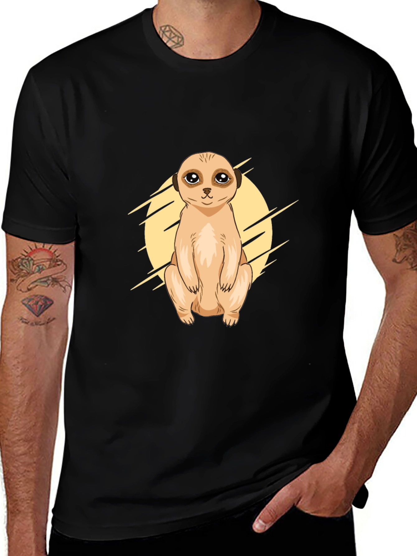 Meerkat Graphic Tee - Black Cotton T-Shirt