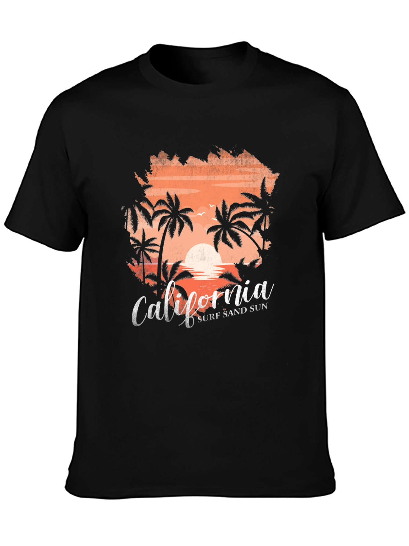 California Surf Sand Sun Black T-Shirt
