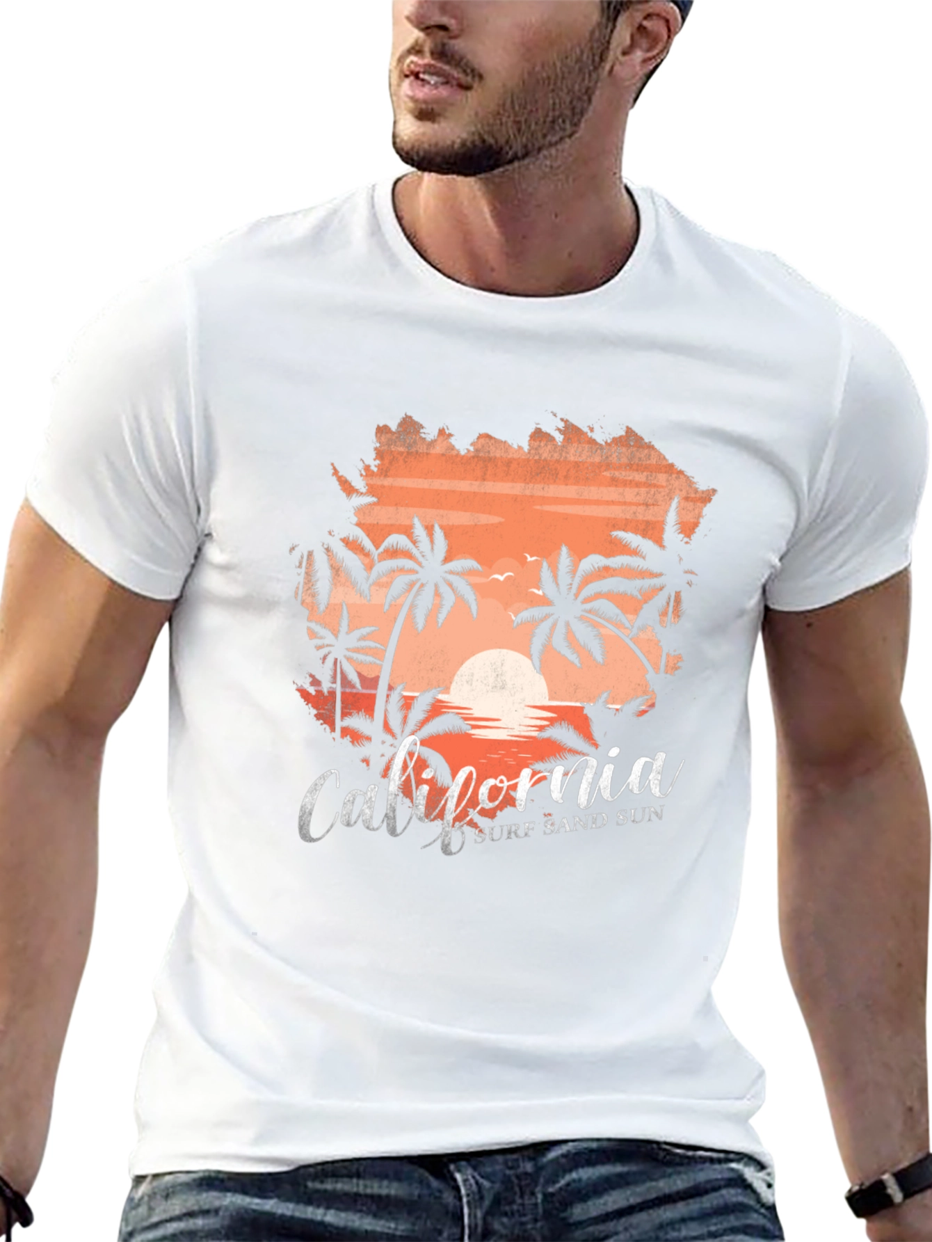 California Surf Sand Sun Black T-Shirt