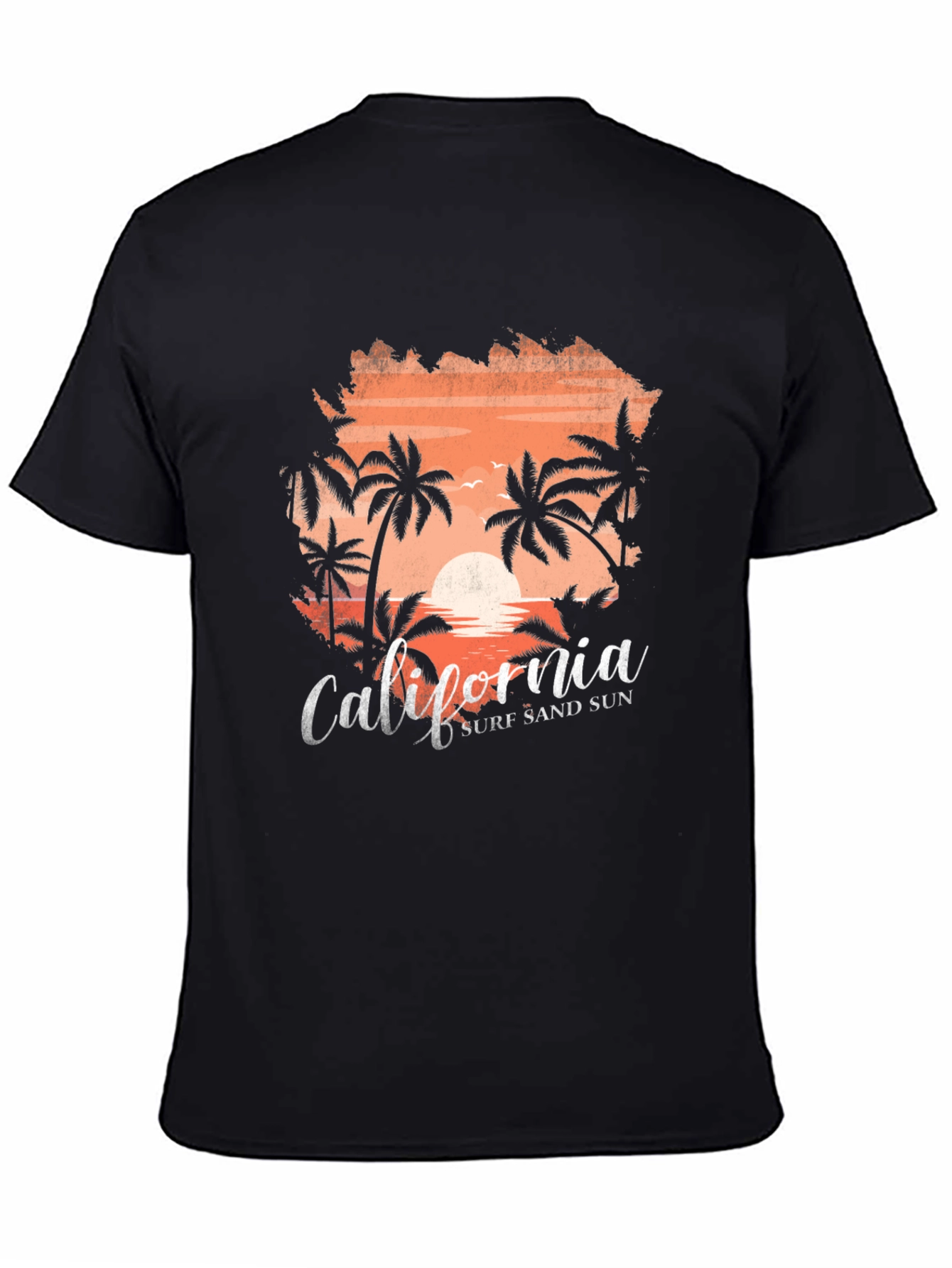California Surf Sand Sun Black T-Shirt