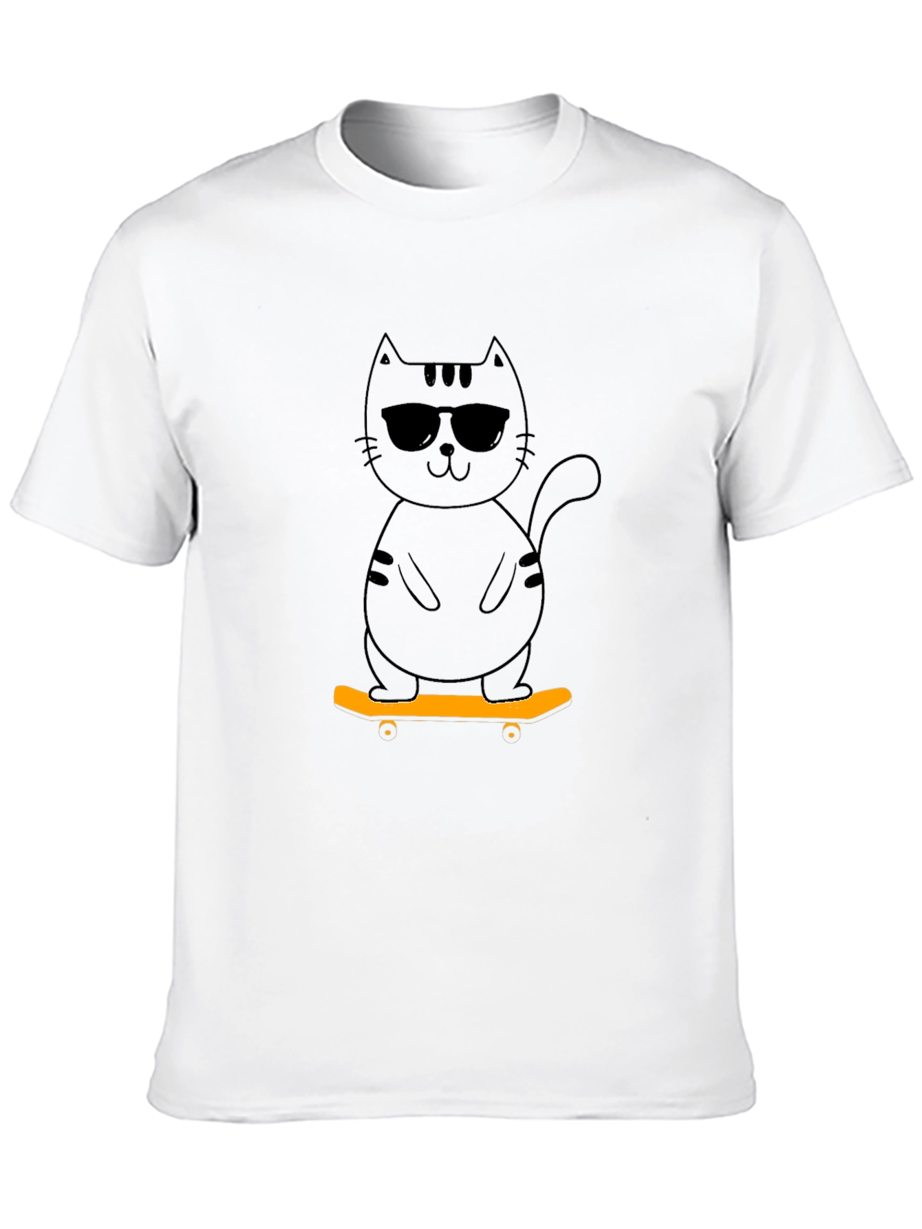 Cool Cat Skateboard Graphic Tee - Black