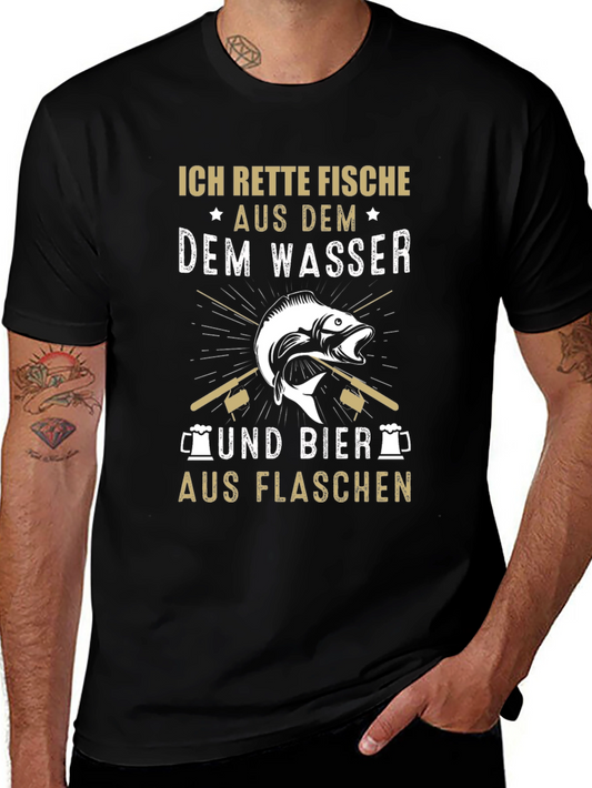 Funny Fishing & Beer T-Shirt - Ich Rette Fische