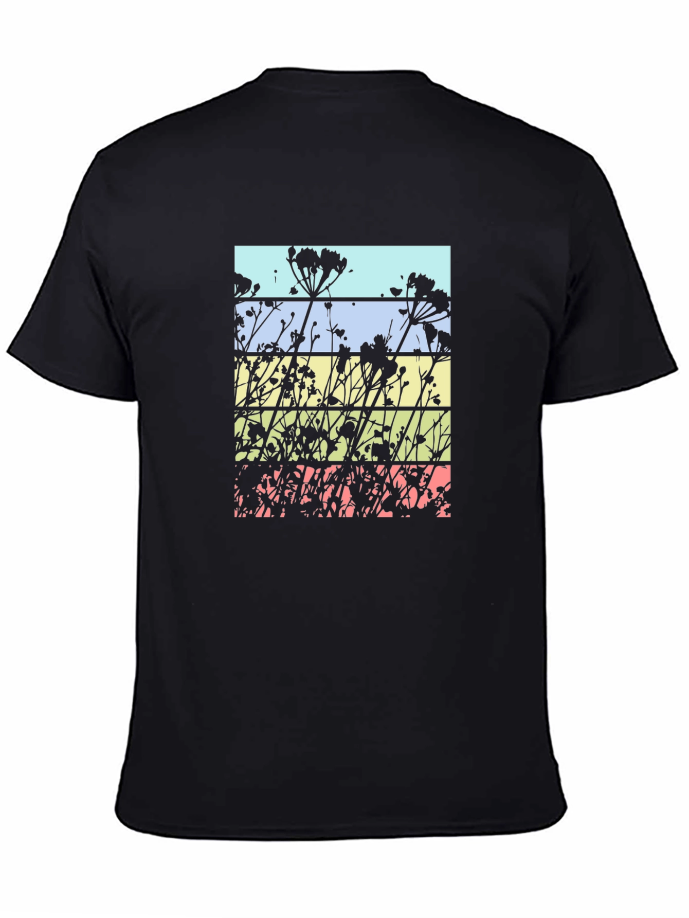 Black Floral Silhouette T-Shirt