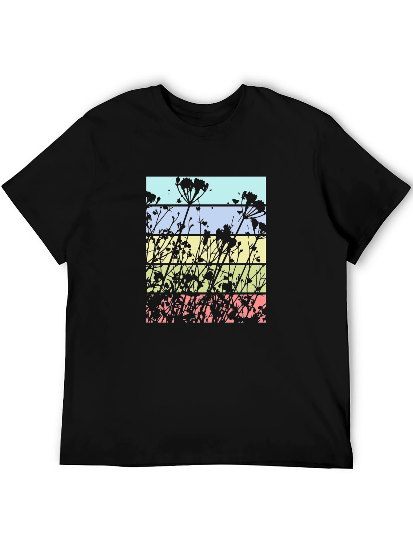 Black Floral Silhouette T-Shirt