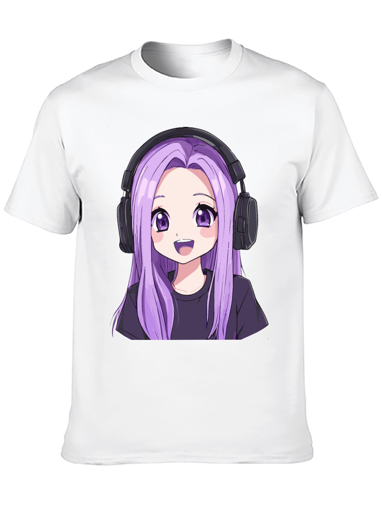 Anime Girl Headphone Graphic Tee