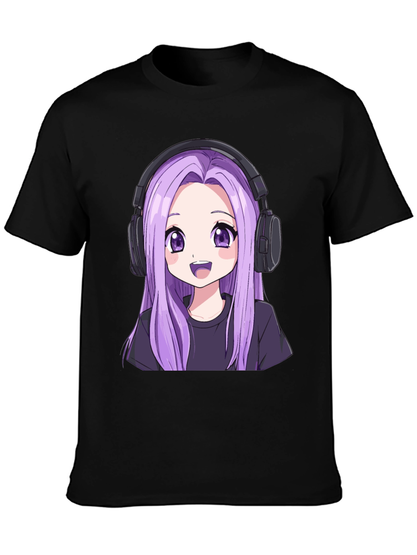 Anime Girl Headphone Graphic Tee