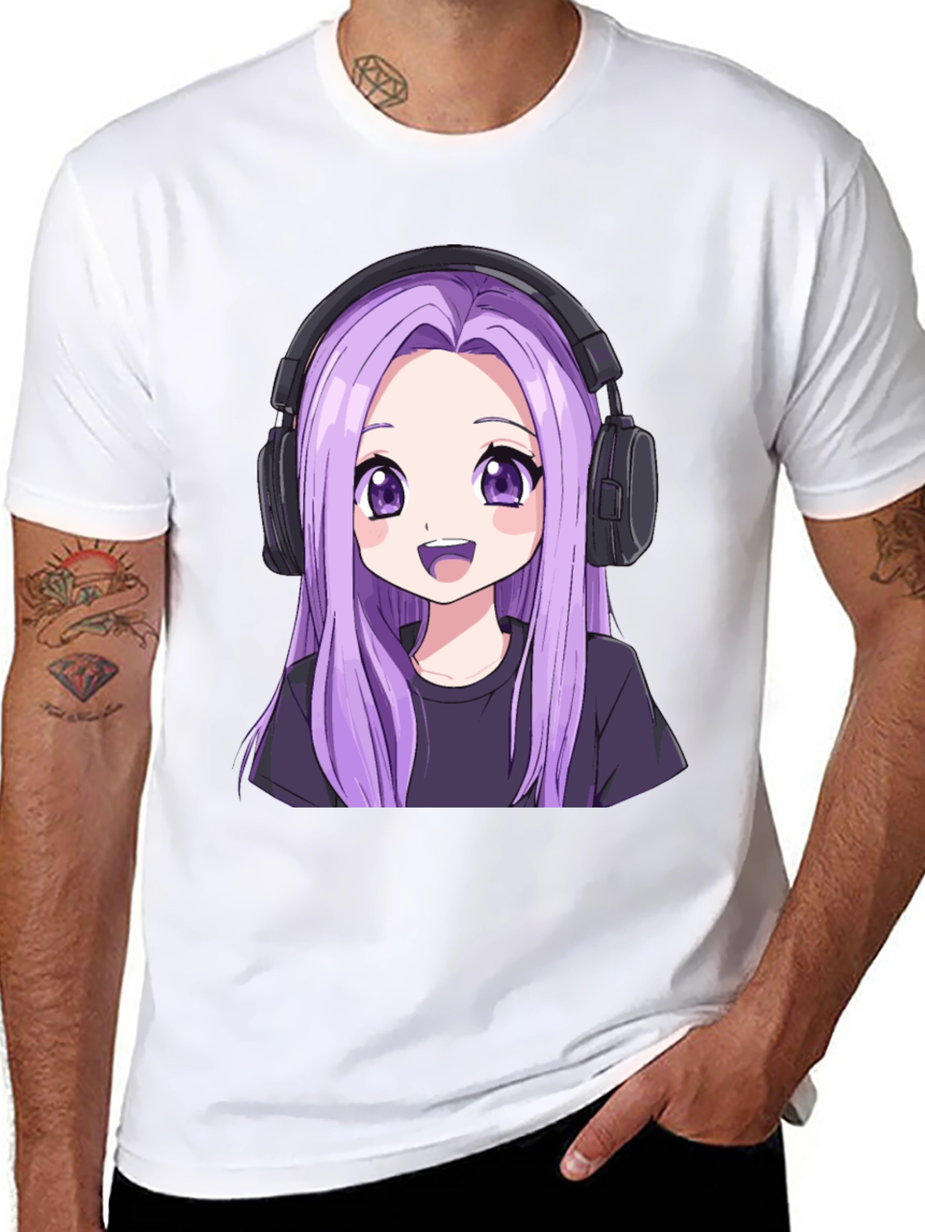 Anime Girl Headphone Graphic Tee