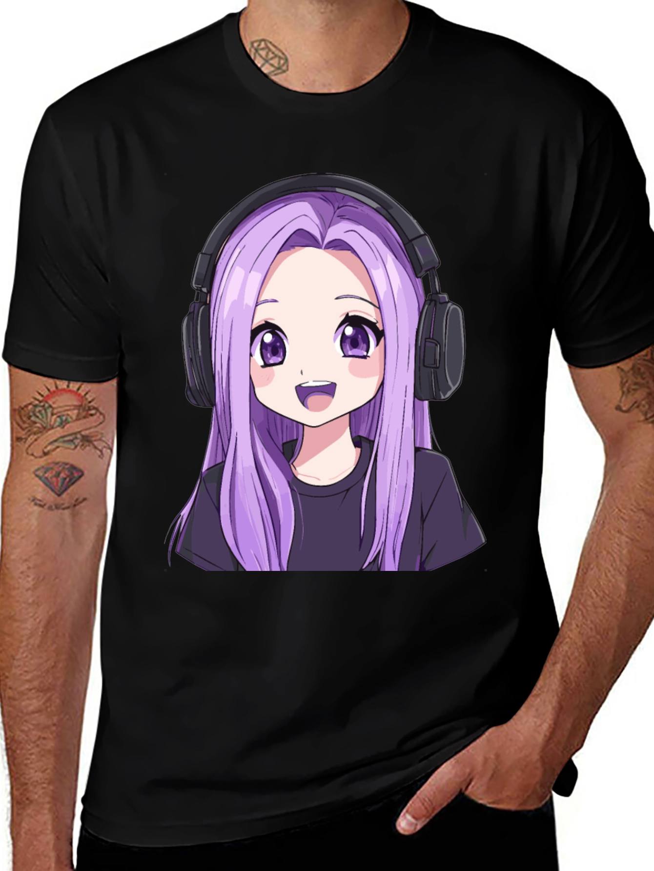 Anime Girl Headphone Graphic Tee