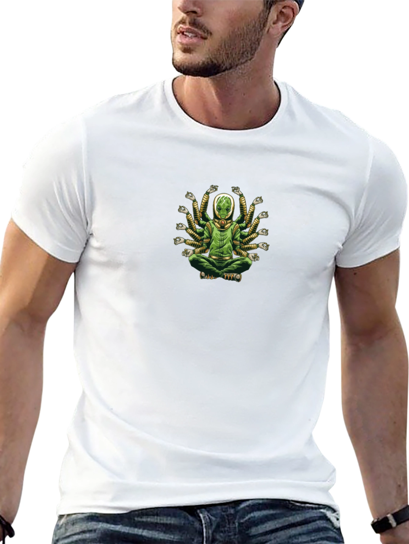 Meditating Alien T-Shirt - Relaxed Fit Cotton Tee