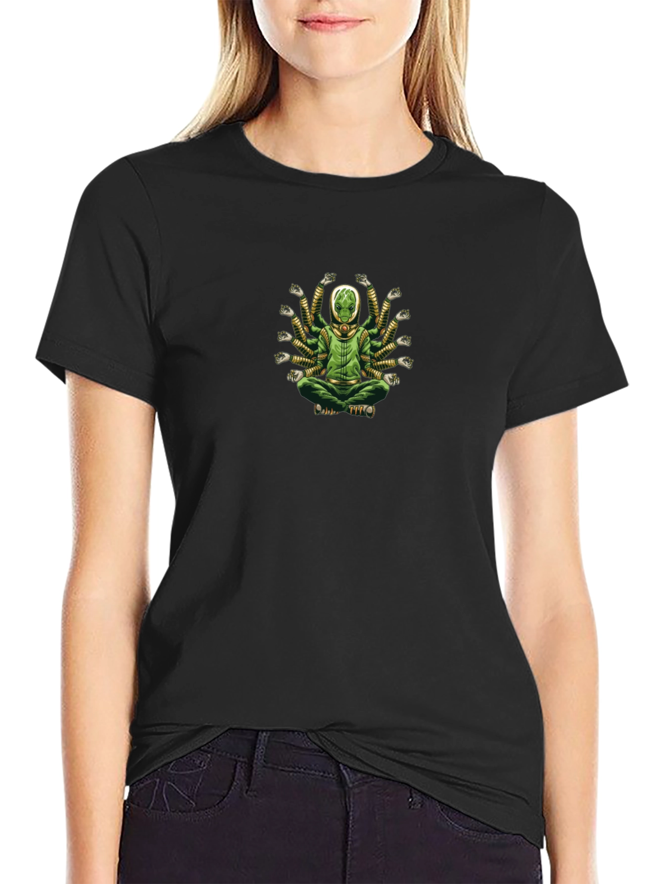 Meditating Alien T-Shirt - Relaxed Fit Cotton Tee
