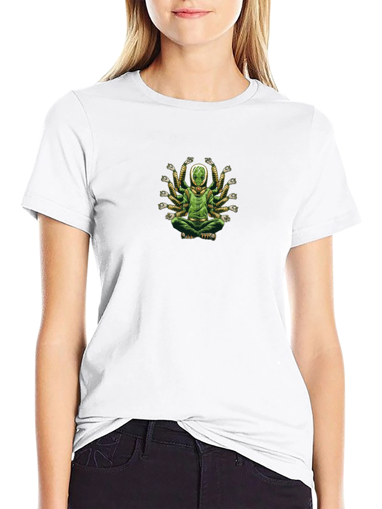 Meditating Alien T-Shirt - Relaxed Fit Cotton Tee