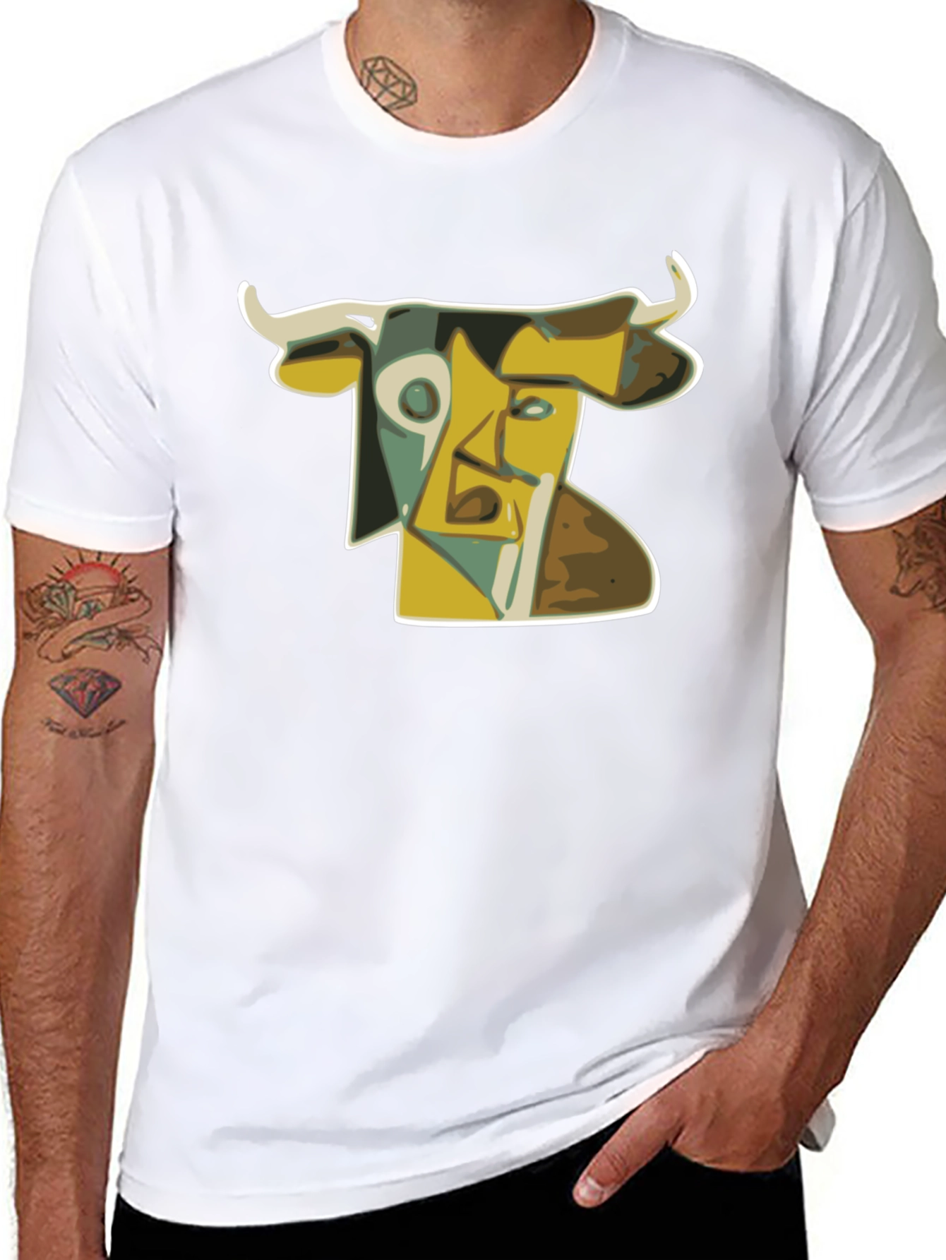 Abstract Bull T-Shirt: Modern Art Style