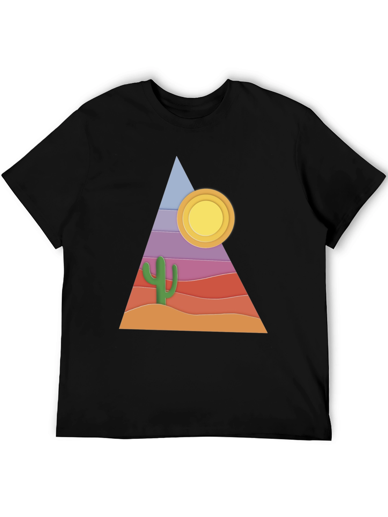 Desert Graphic T-Shirt - Cactus Sun Triangle Design