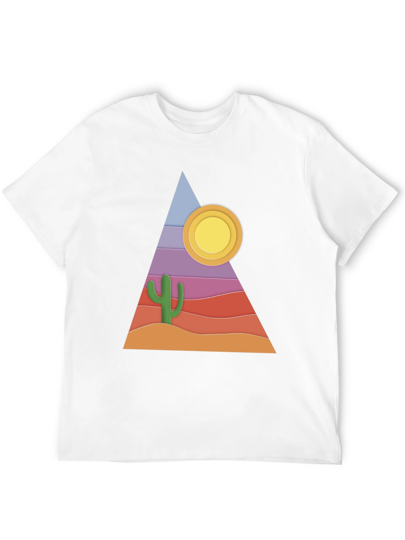 Desert Graphic T-Shirt - Cactus Sun Triangle Design