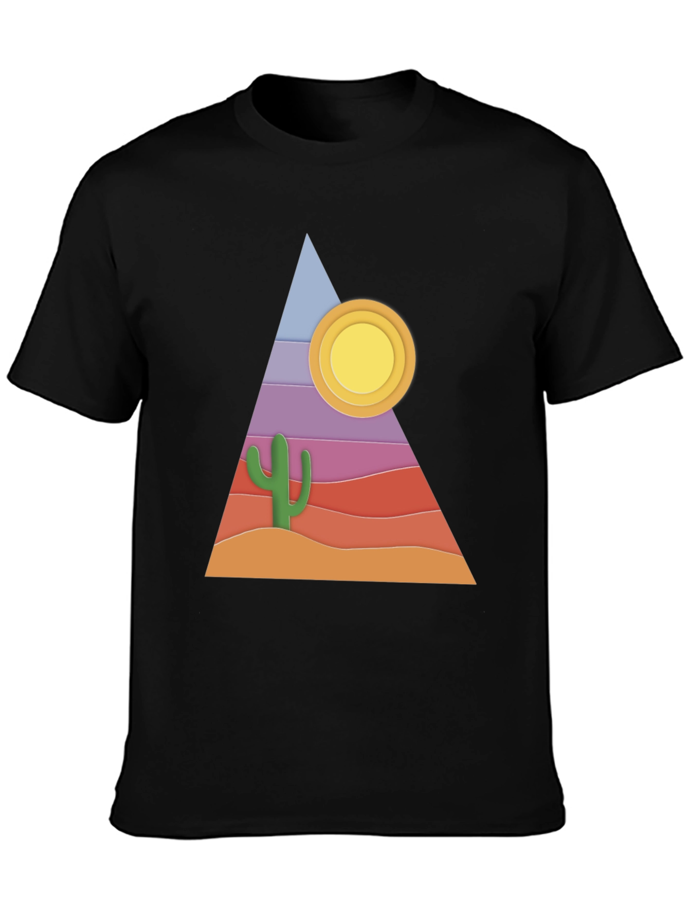 Desert Graphic T-Shirt - Cactus Sun Triangle Design