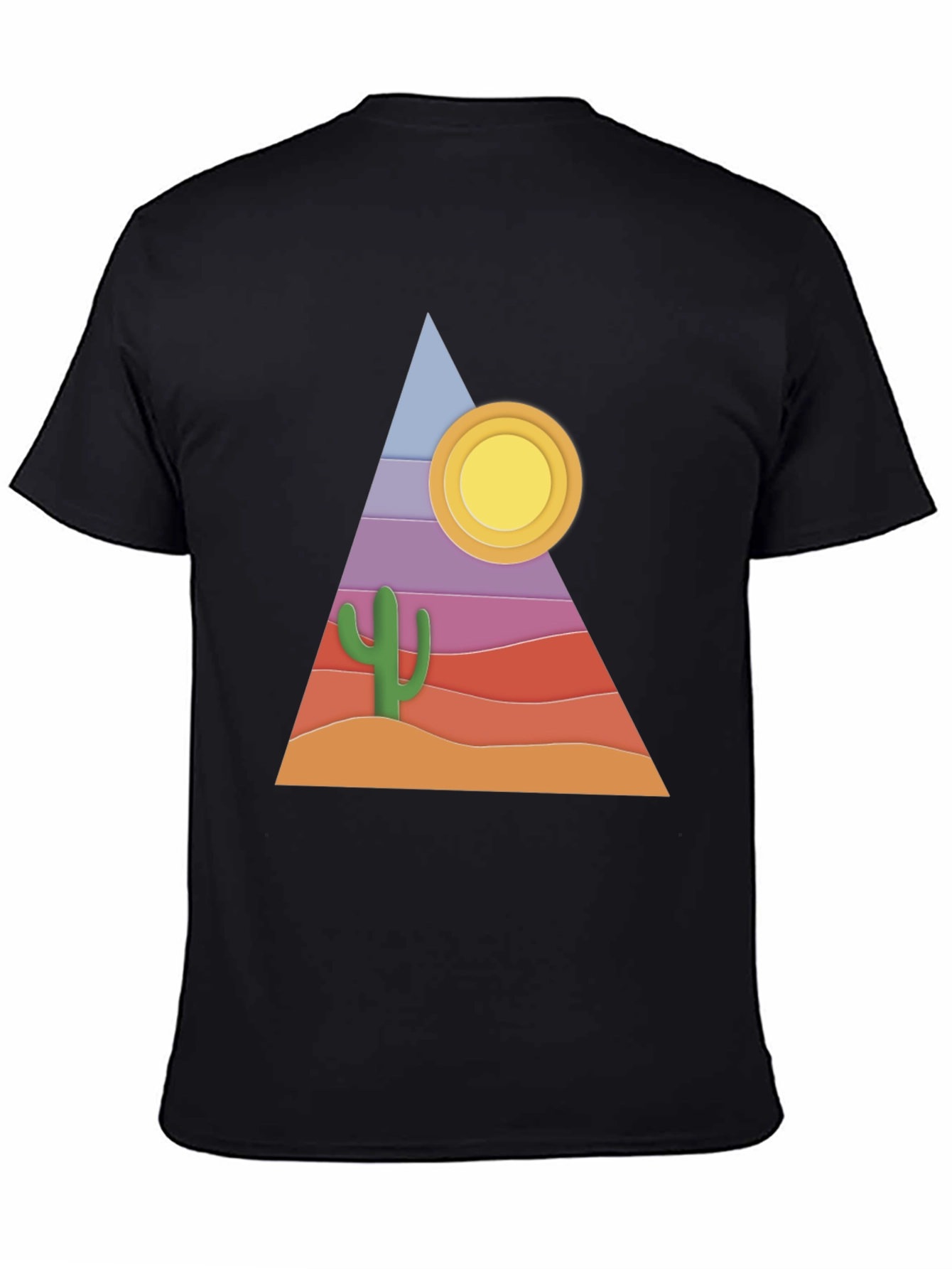 Desert Graphic T-Shirt - Cactus Sun Triangle Design